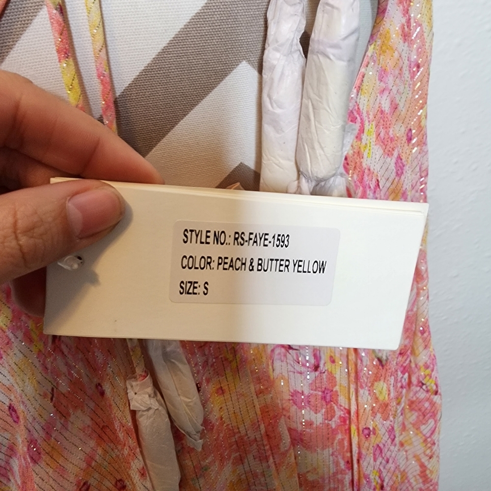 ROCOCO SAND FAYE Maxi Dress in Peach & Butter Yellow Size S - Picture 6 of 10